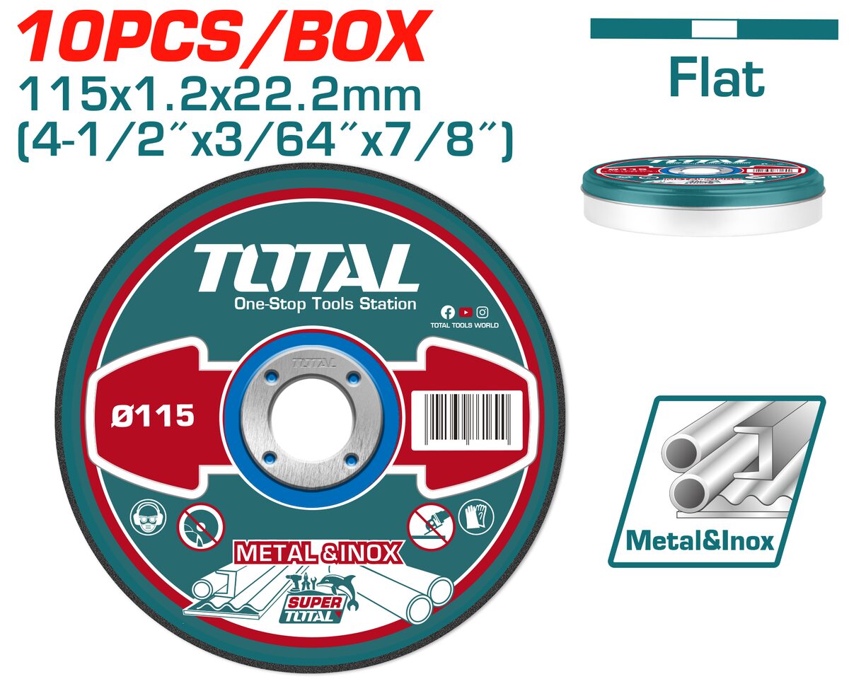 Set 10 disques coupe métal 115mm TOTAL