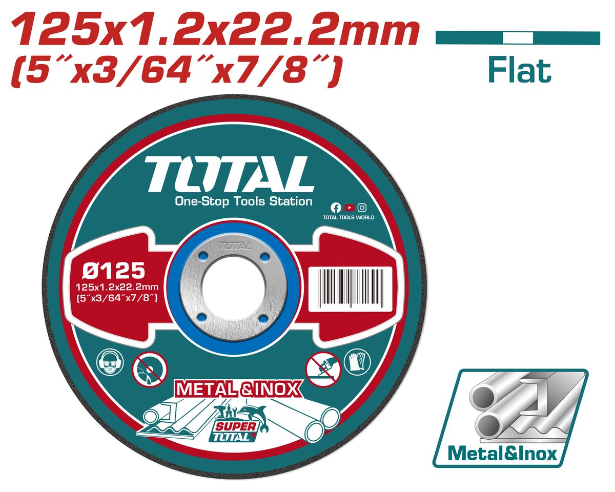 Disque coupe métal 125x1.2x22.2mm TOTAL