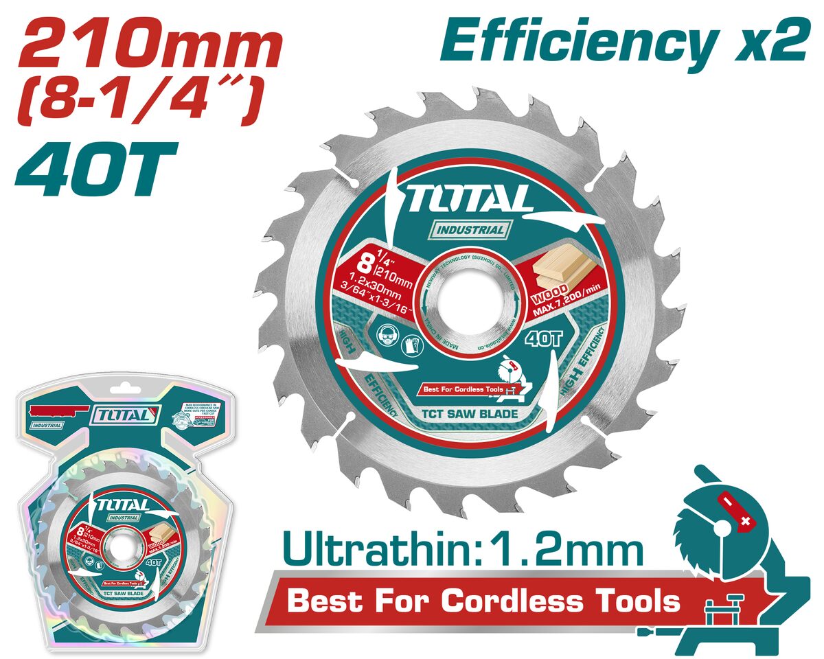 Lame TCT ultra-mince 210mm 40T TOTAL