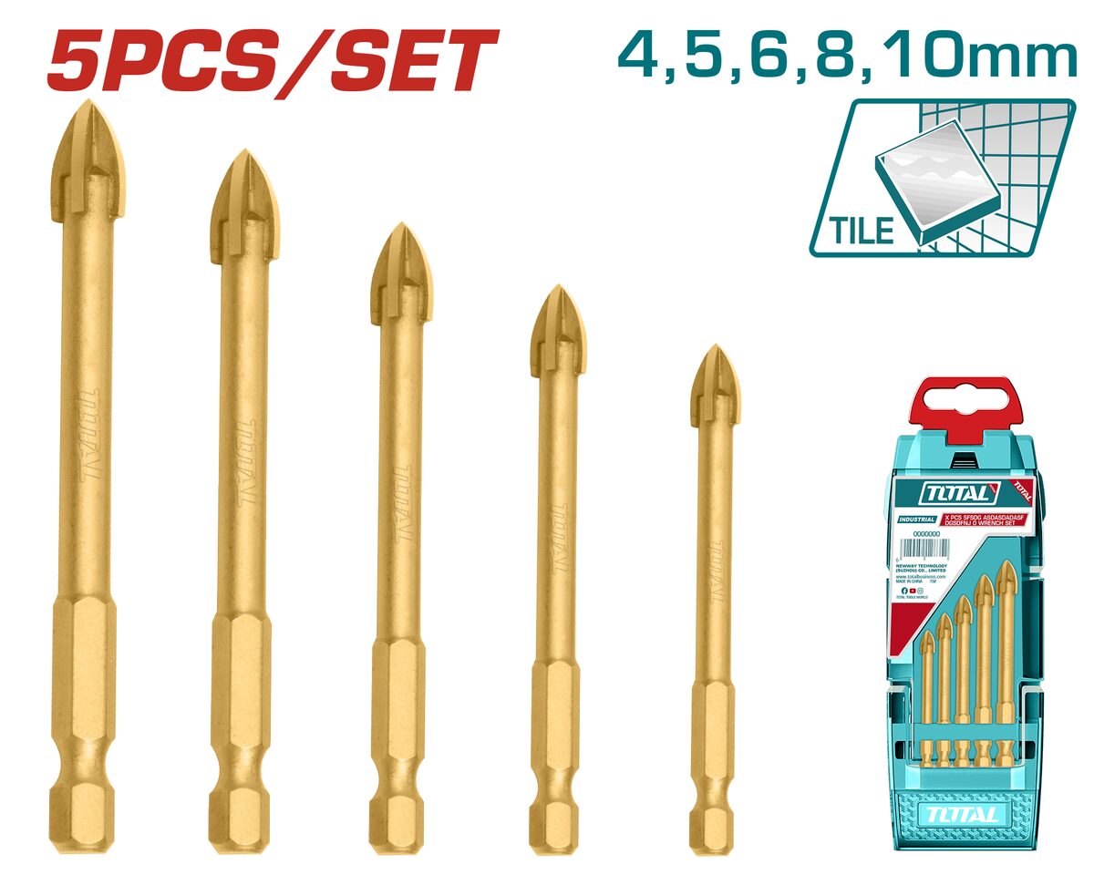 Set 5 forets verre 4-10mm TOTAL