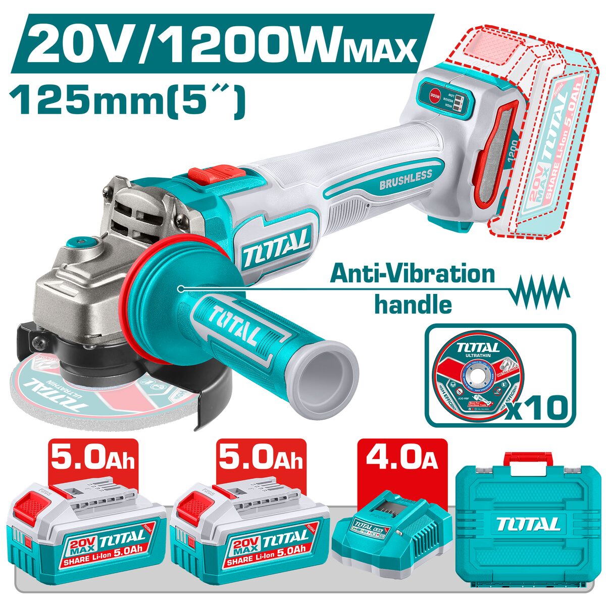 Meuleuse d'angle sans fil TOTAL TAGLI2120272