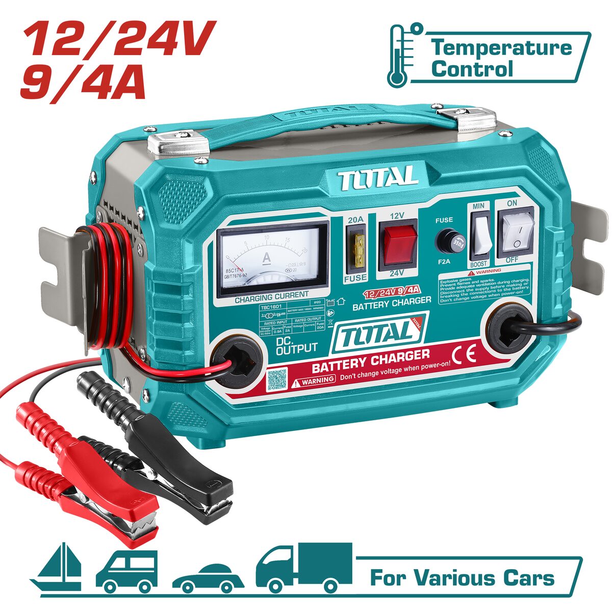 Chargeur rapide 12V/24V TOTAL