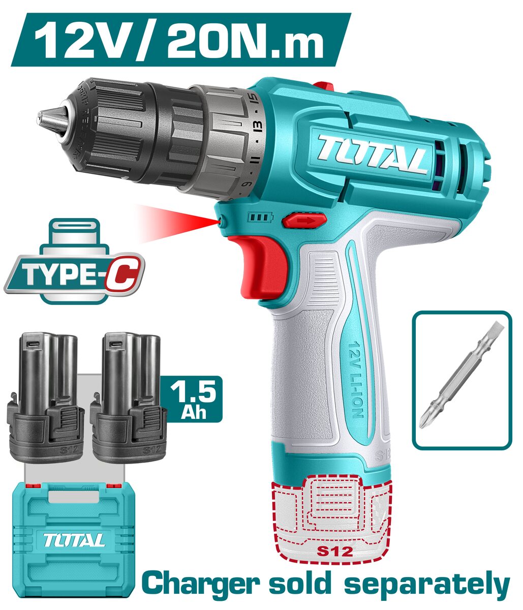 Perceuse sans fil S12 20Nm TOTAL TDLI12206