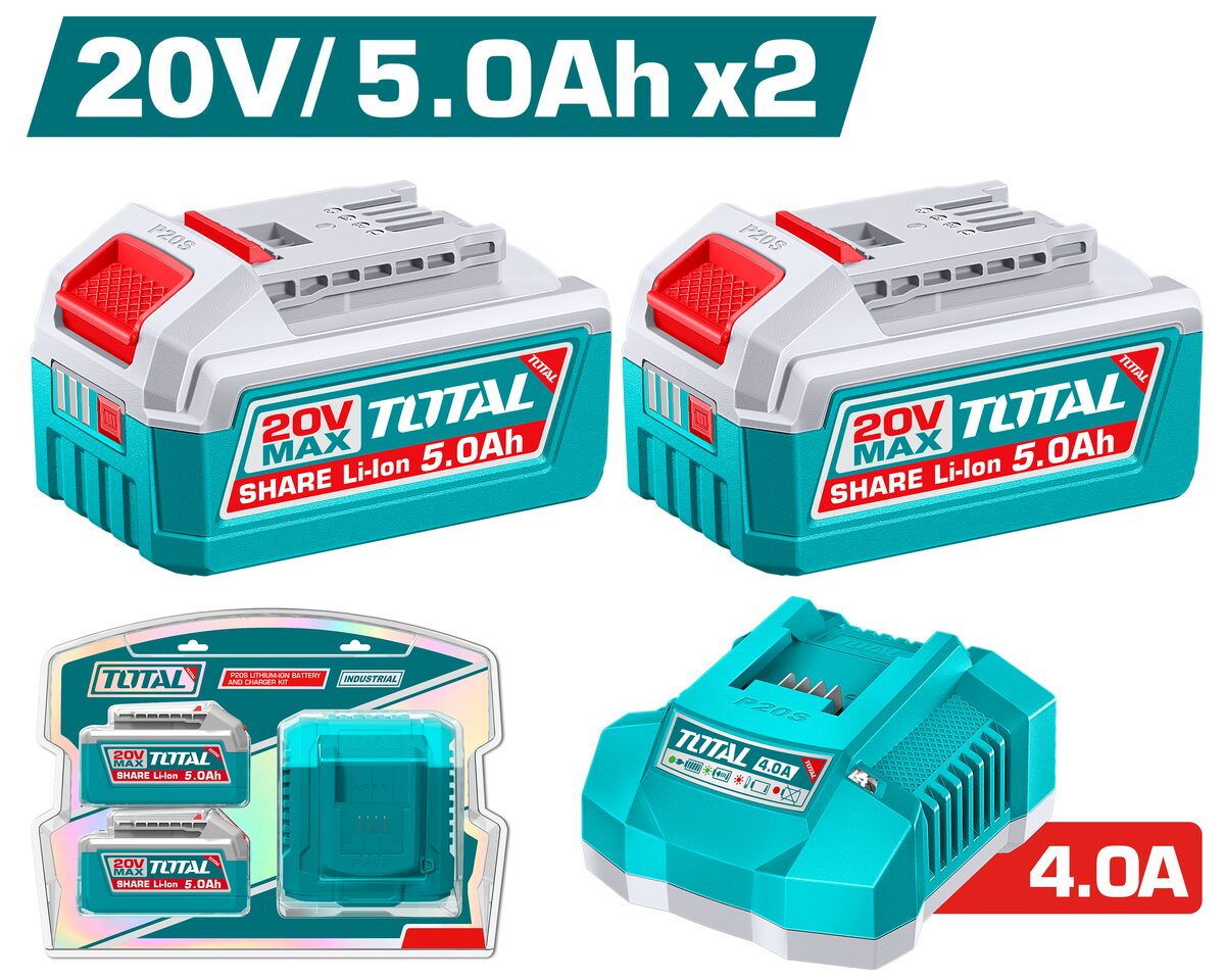Kit batterie + chargeur P20S 2x5.0Ah TOTAL
