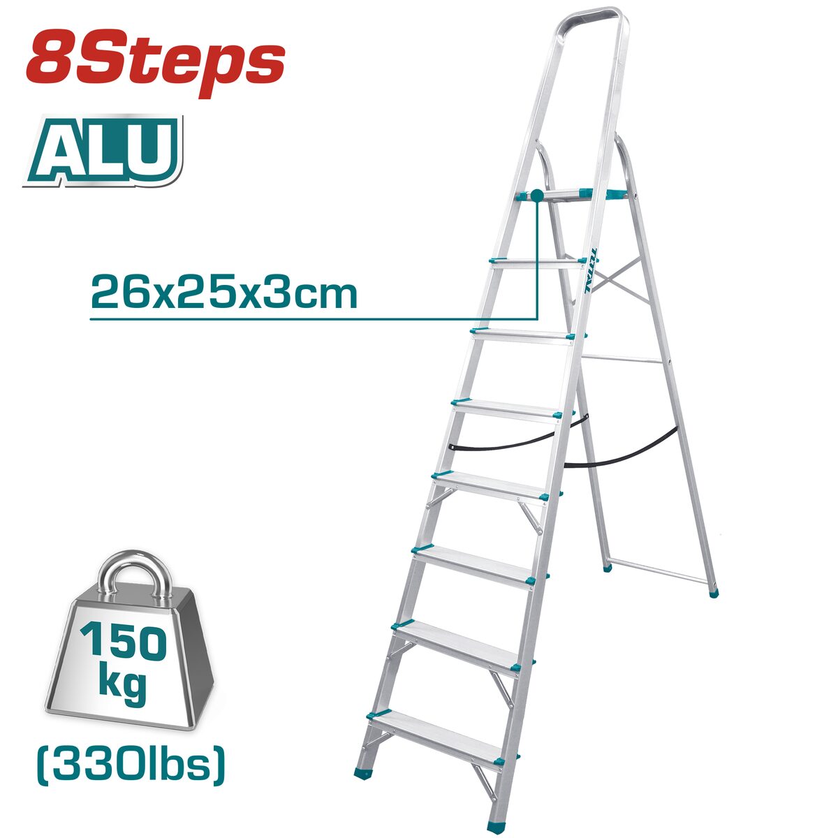 Escabeau aluminium 8 marches TOTAL