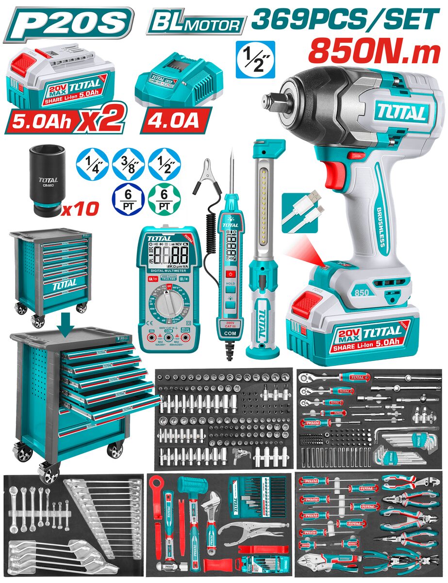 Caisse à outils 369 pièces TOTAL THPTCS83692