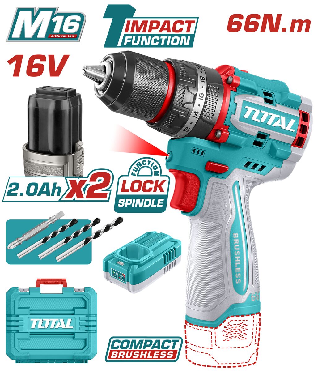 Perceuse brushless compacte M16 60Nm TOTAL