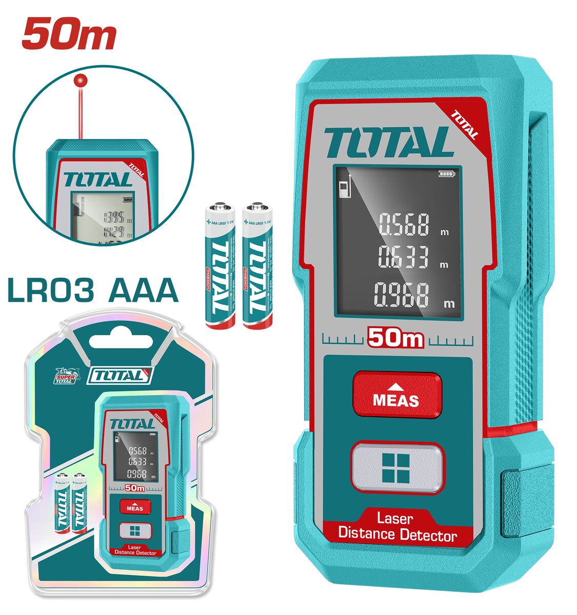 Détecteur de distance laser 50m TOTAL