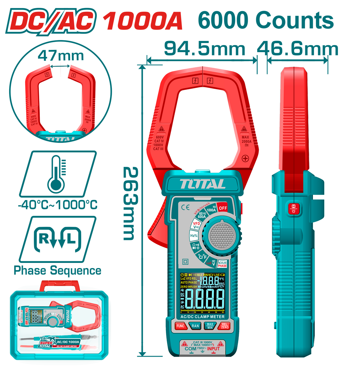 Pince ampèremétrique DC/AC
