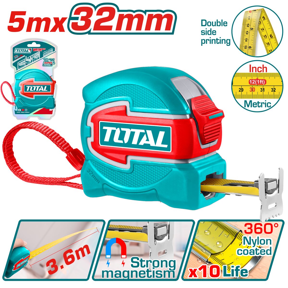 Mètre ruban acier TOTAL TMT80532