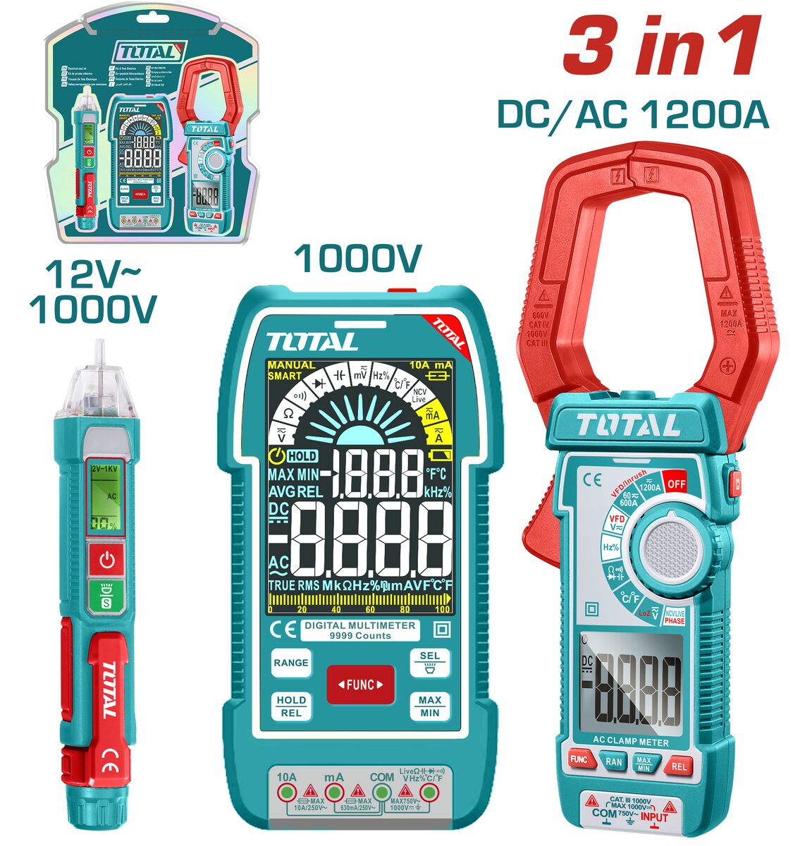 Kit testeur électrique 3 en 1 TOTAL