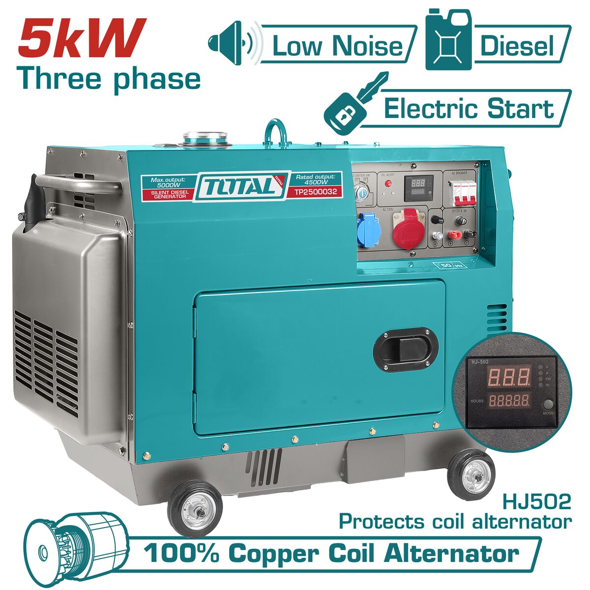 Groupe électrogène diesel silencieux 5kW tri TOTAL