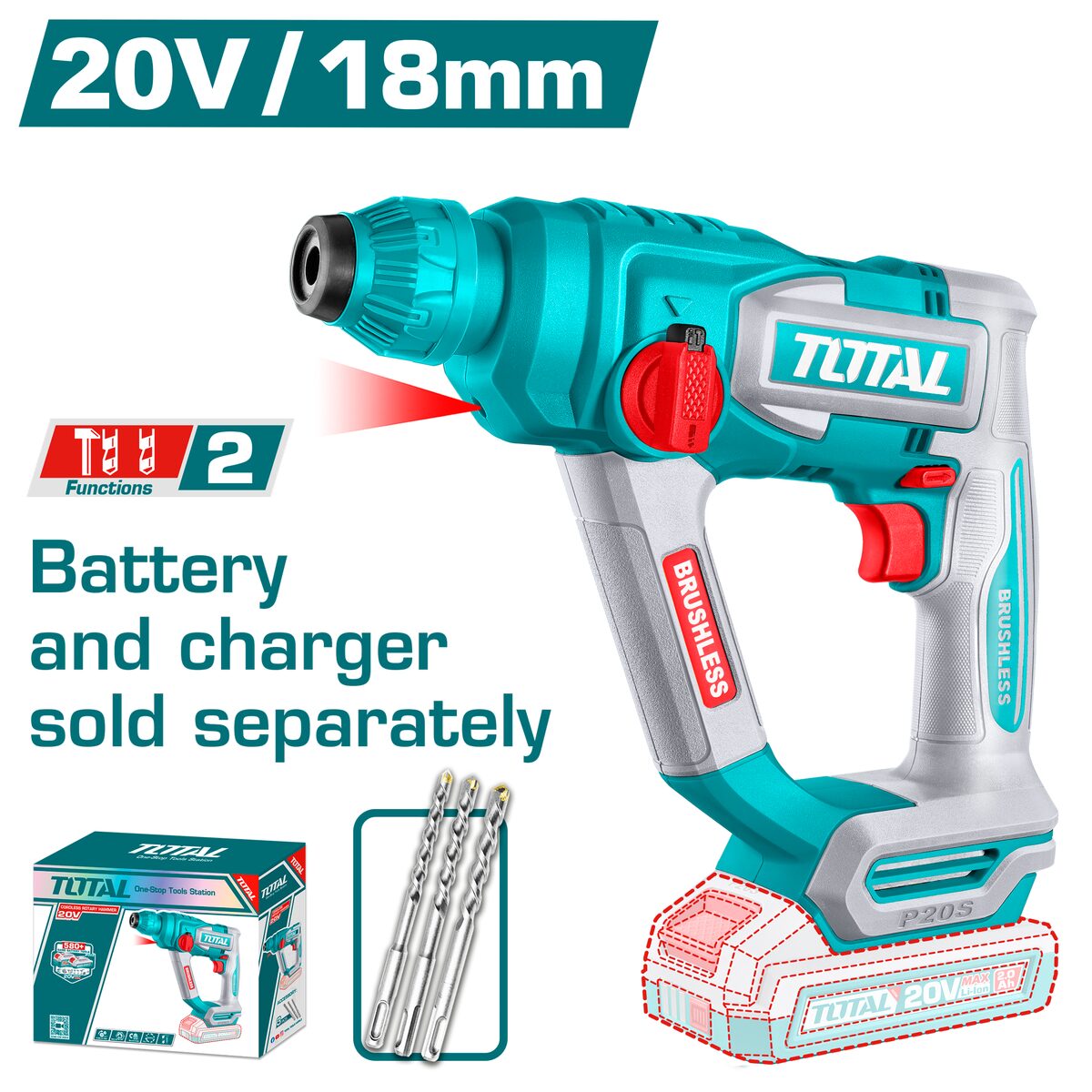 Marteau perforateur sans fil P20S 18mm TOTAL