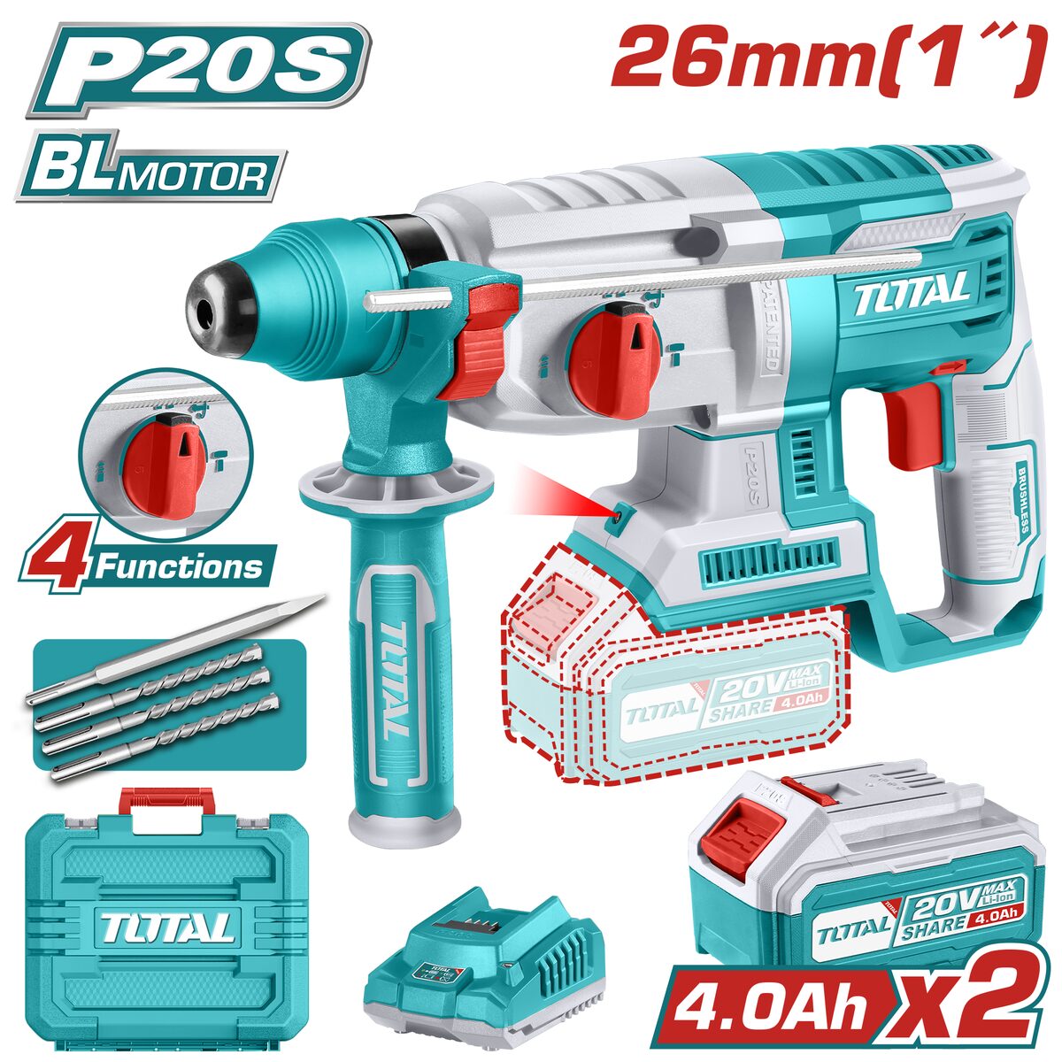 Perforateur sans fil TOTAL TRHLI202287
