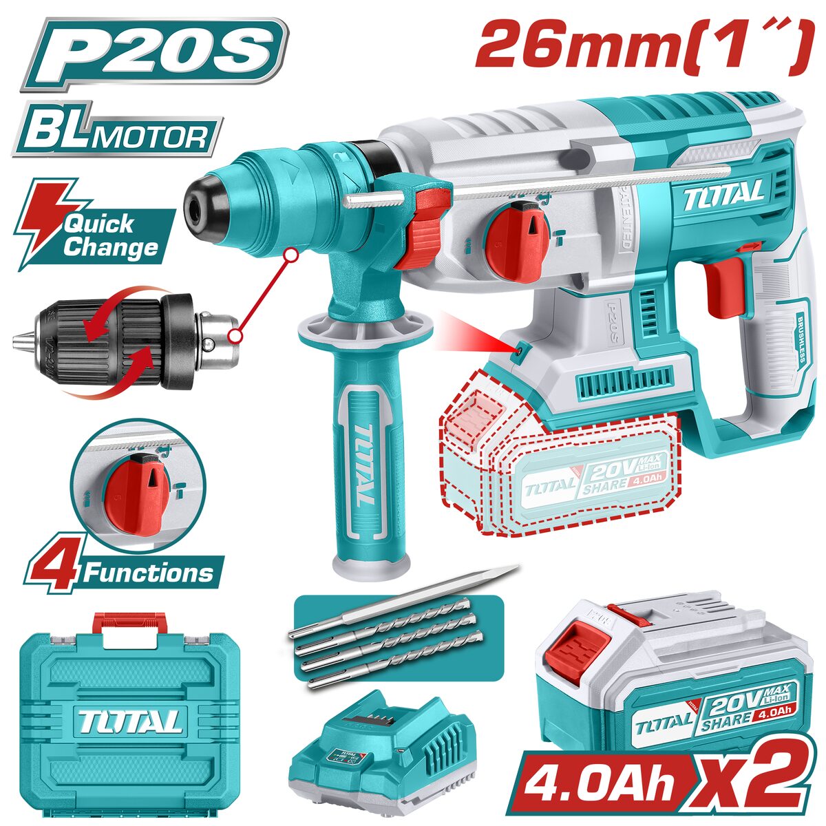 Perforateur sans fil TOTAL TRHLI202289