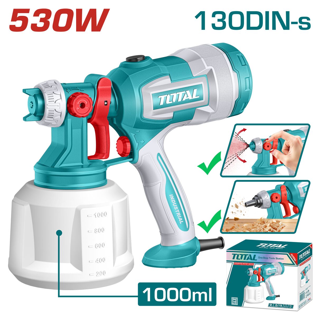 Pistolet de peinture HVLP 530W TOTAL