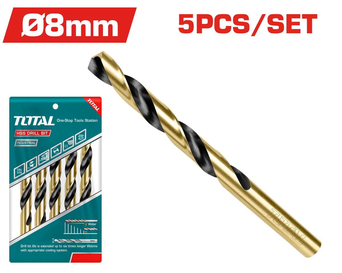 Foret HSS 8mm 5pcs/set TOTAL