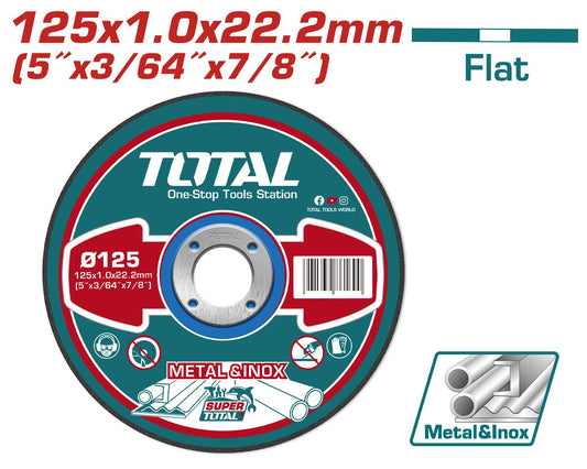 Disque coupe métal 125x1.0x22.2mm TOTAL
