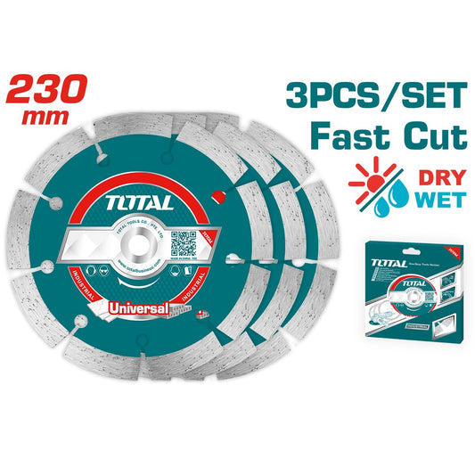 Set 3 disques diamant sec 230mm TOTAL