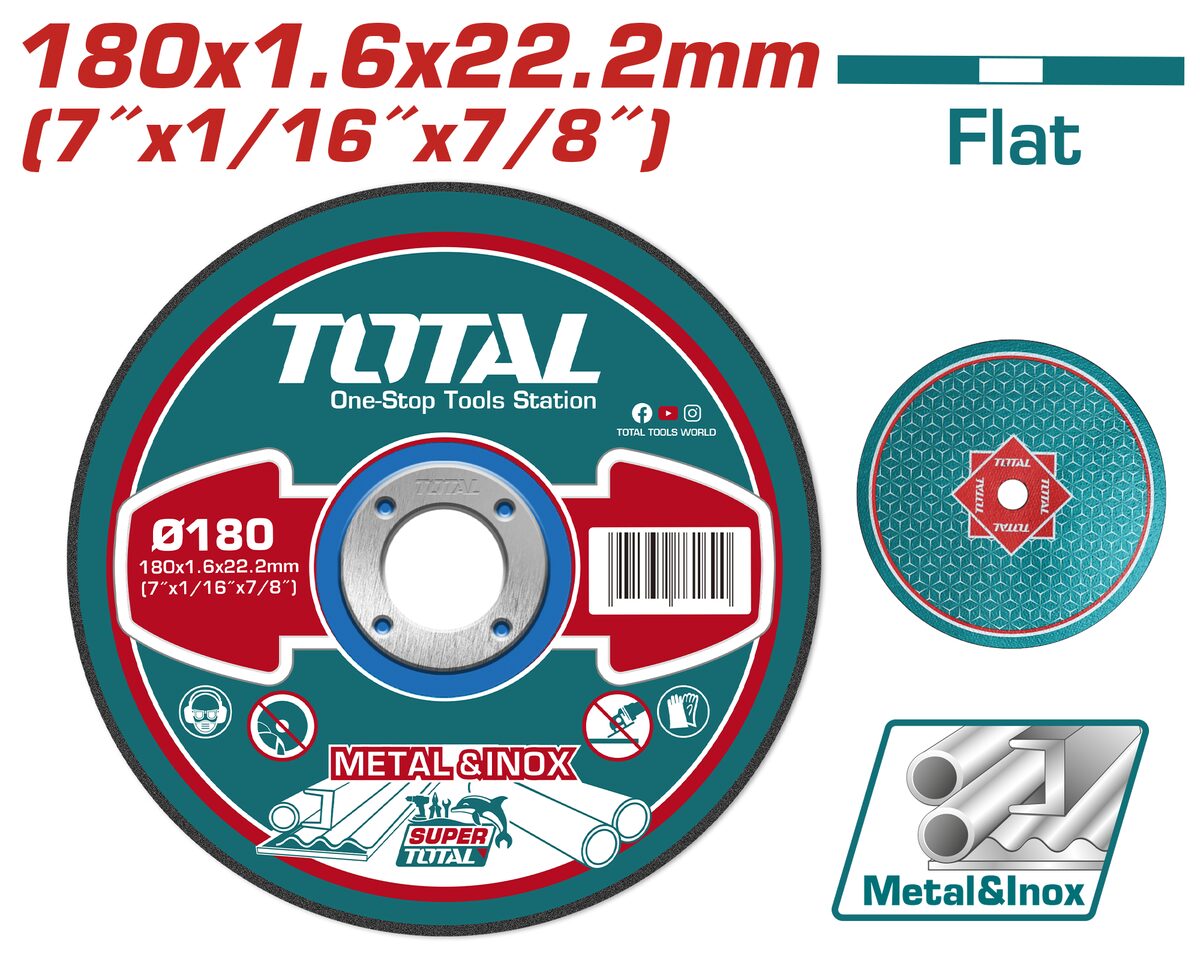 Disque coupe métal 180x1.6x22.2mm TOTAL