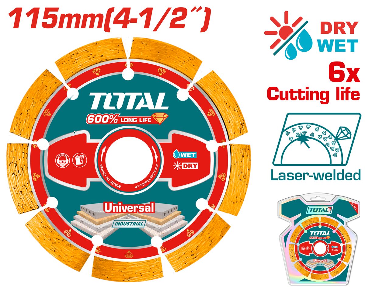 Disque diamant laser soudé 115mm TOTAL