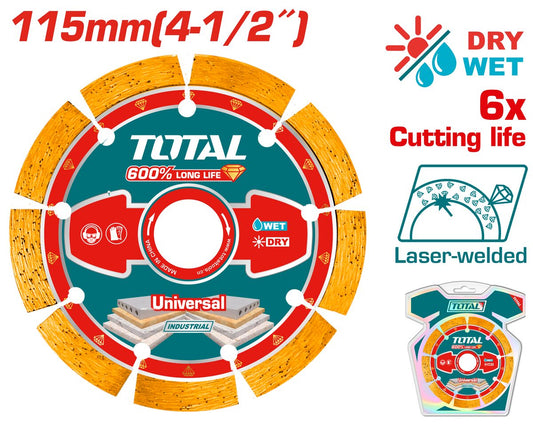 Disque diamant laser soudé 115mm TOTAL