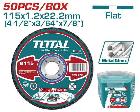 Set 50 disques coupe métal 115mm TOTAL