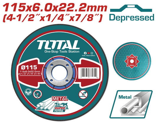 Disque meulage métal 115x6.0mm TOTAL