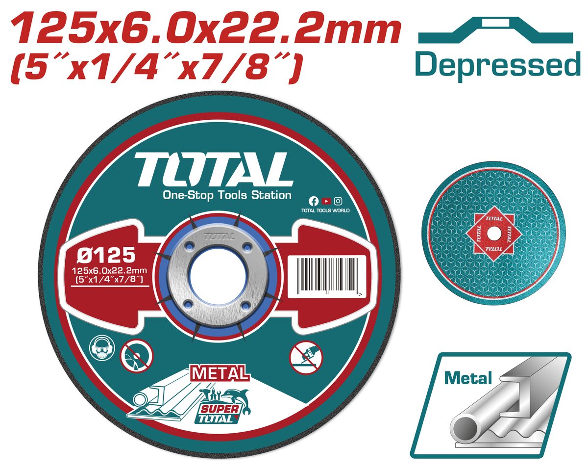 Disque meulage métal 125x6.0mm TOTAL