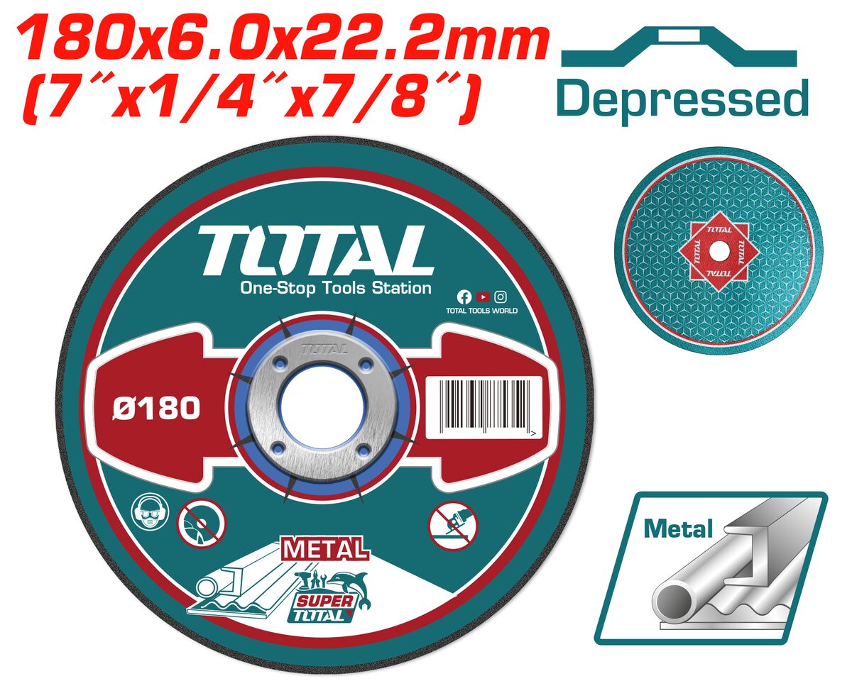 Disque meulage métal 180x6.0mm TOTAL