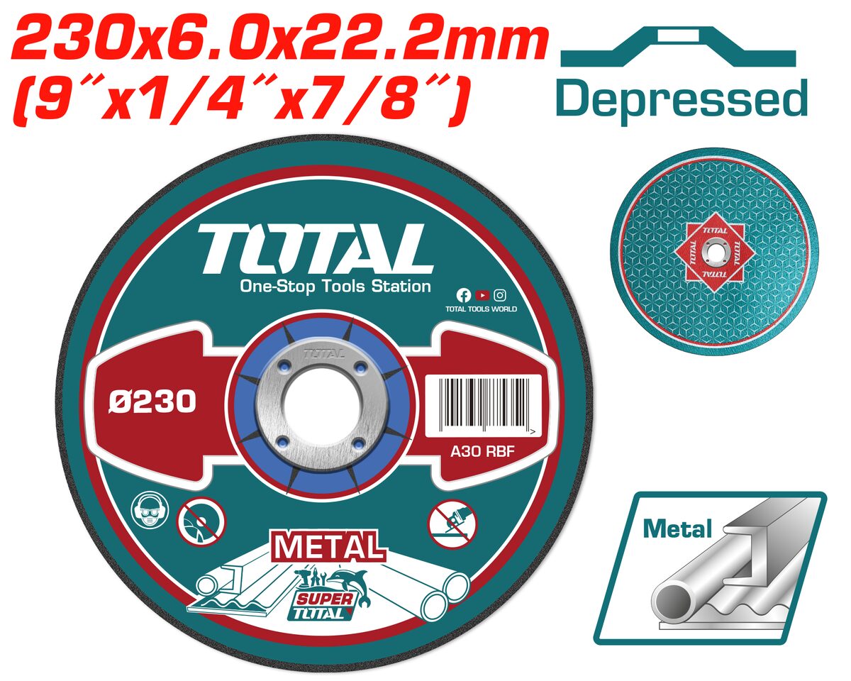 Disque meulage métal 230x6.0mm TOTAL