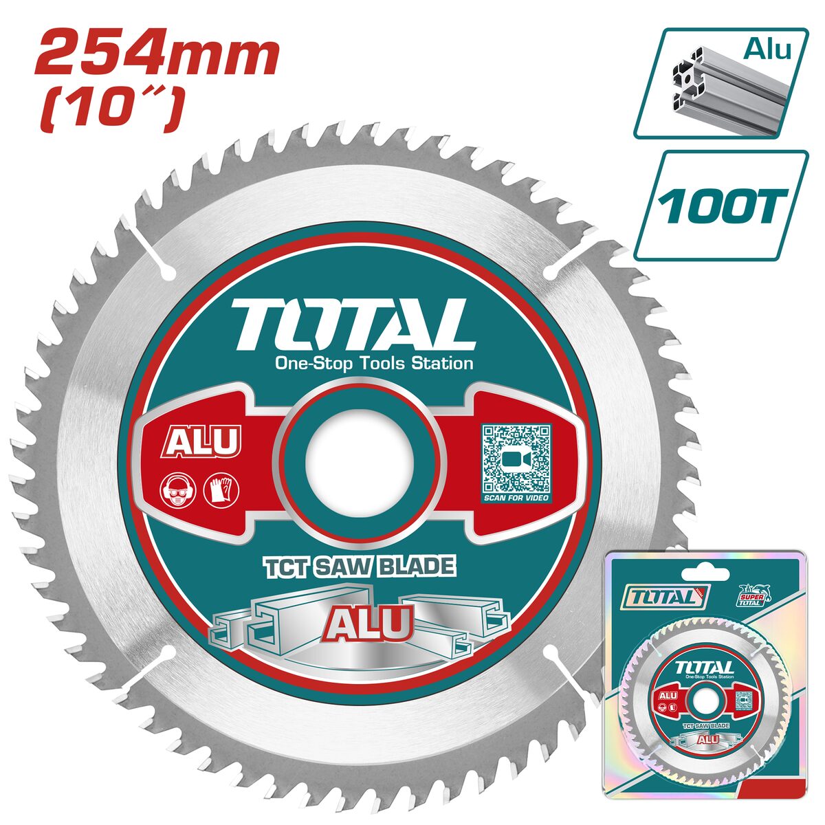 Lame TCT aluminium 254mm 100T TOTAL