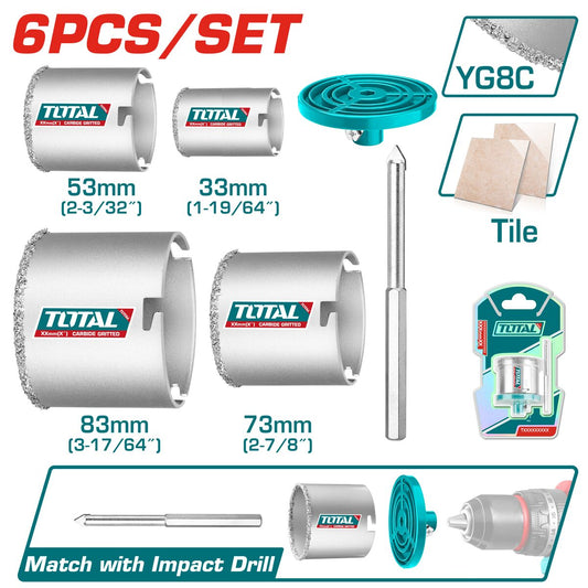 Set 6 scies trépans carbure TOTAL
