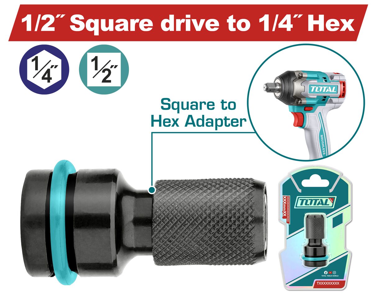 Adaptateur carré vers hexagonal TOTAL TAC60501