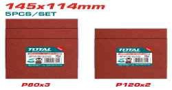 Set 5 feuilles abrasives 145x114mm TOTAL