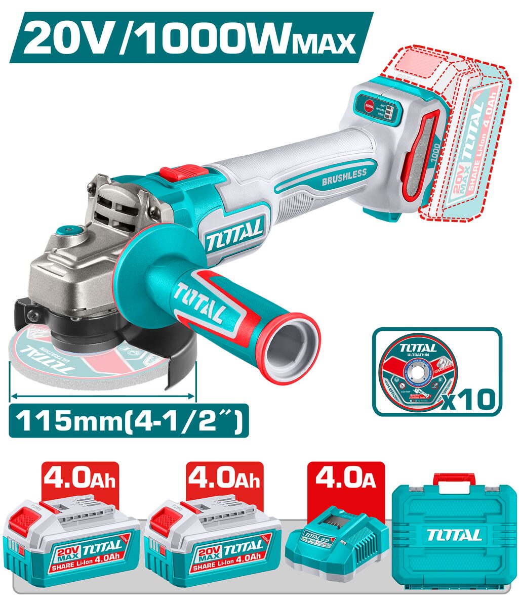 Meuleuse d'angle sans fil TOTAL TAGLI271532