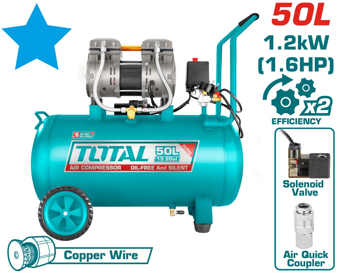 Compresseur d'air 50L 1.8kW TOTAL TCS1120508
