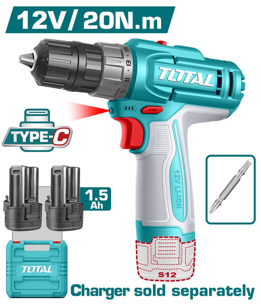 Perceuse sans fil S12 20Nm TOTAL TDLI12206