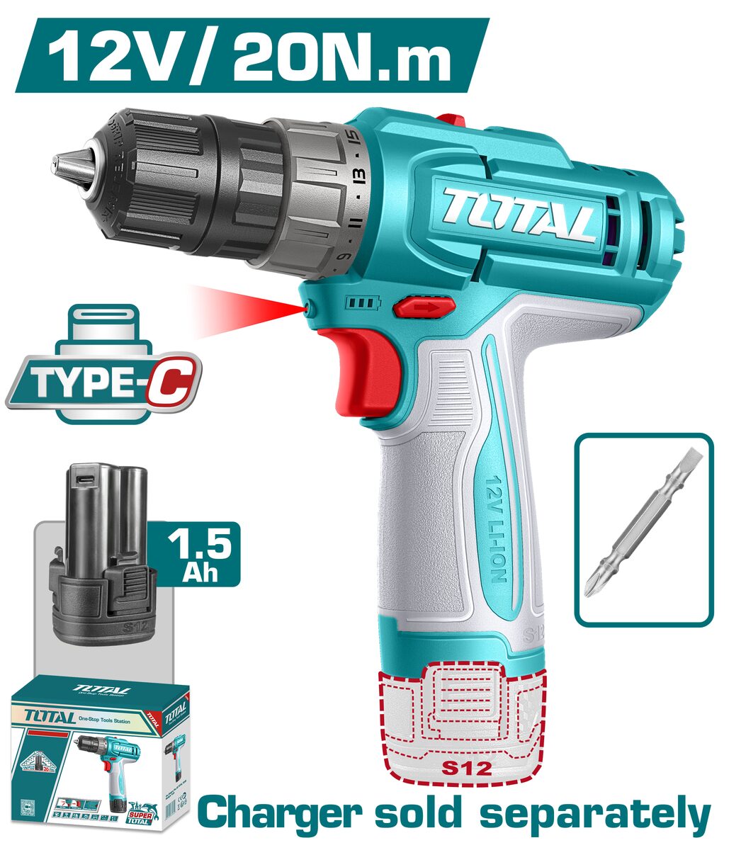 Perceuse sans fil S12 20Nm TOTAL