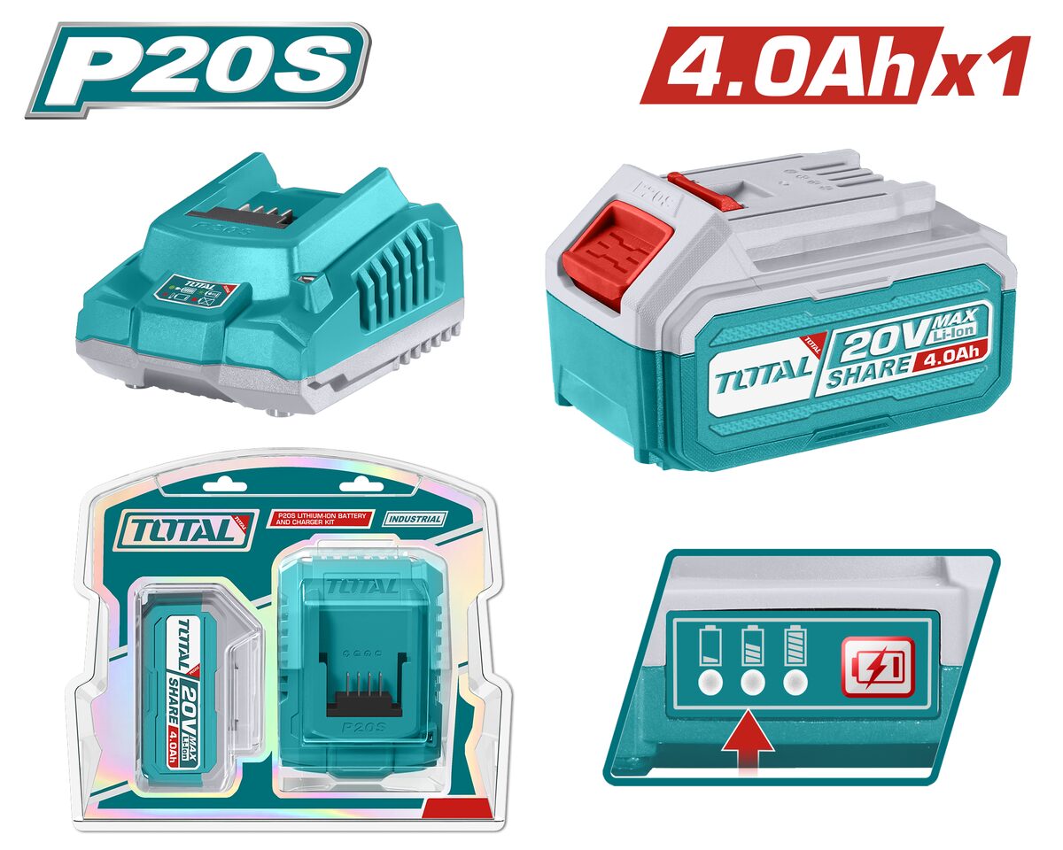 Kit batterie + chargeur P20S 4.0Ah TOTAL