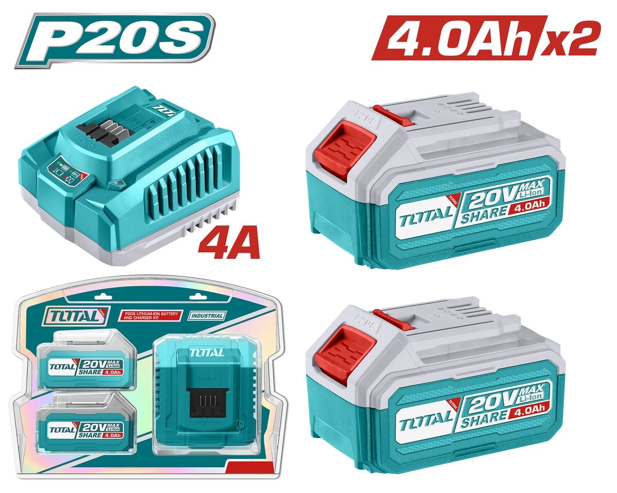 Kit batterie + chargeur P20S 2x4.0Ah TOTAL
