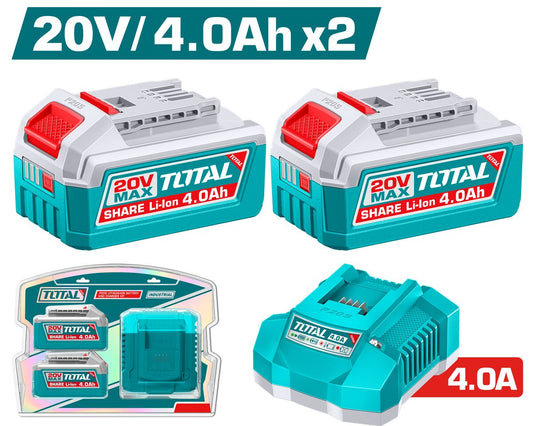 Kit batterie lithium-ion et chargeur TOTAL TFBCPK2013