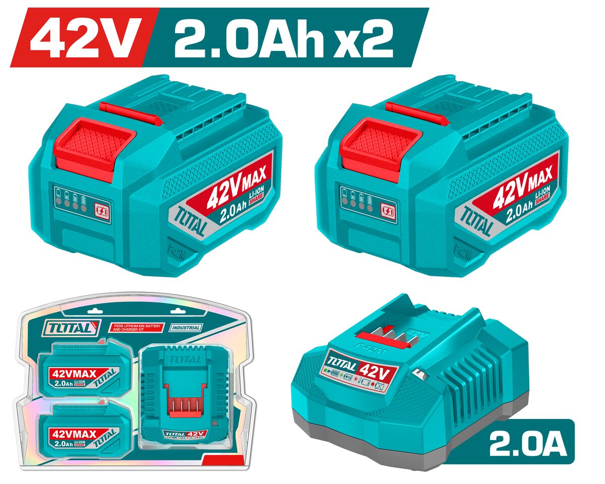 Kit batterie lithium-ion et chargeur TOTAL TFBCPM20221