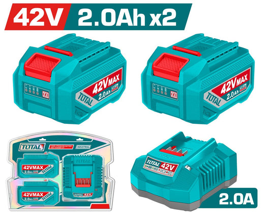 Kit batterie lithium-ion et chargeur TOTAL TFBCPM20221