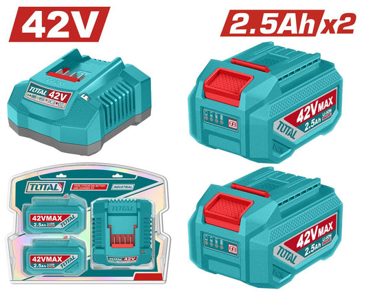Kit batterie lithium-ion et chargeur TOTAL TFBCPM25221