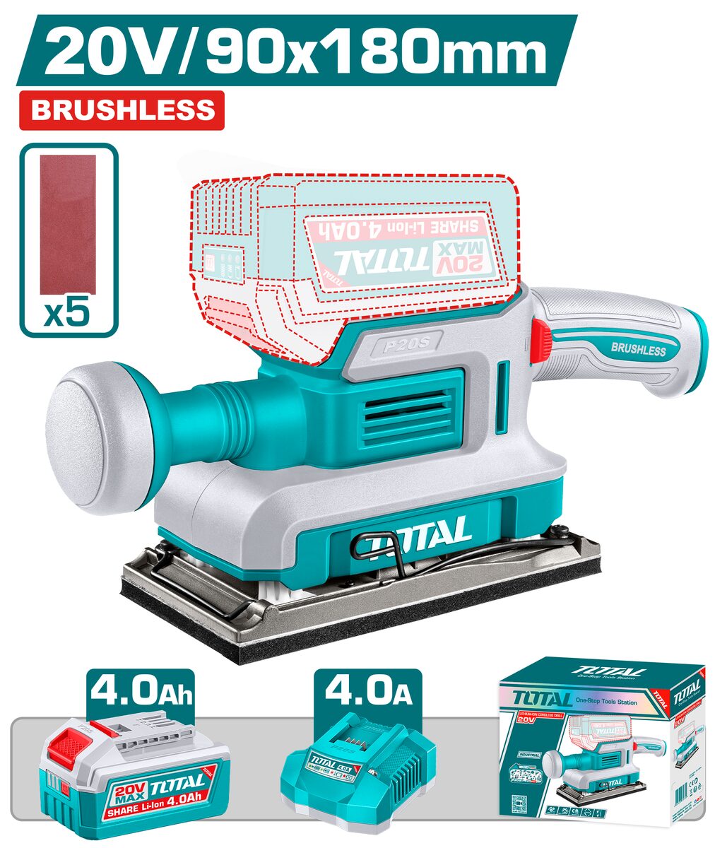 Ponceuse vibrante sans fil P20S TOTAL