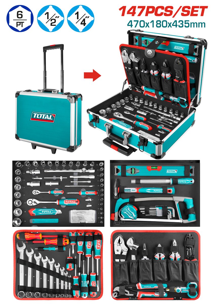 Ensemble d'outils à main de 147 pièces
