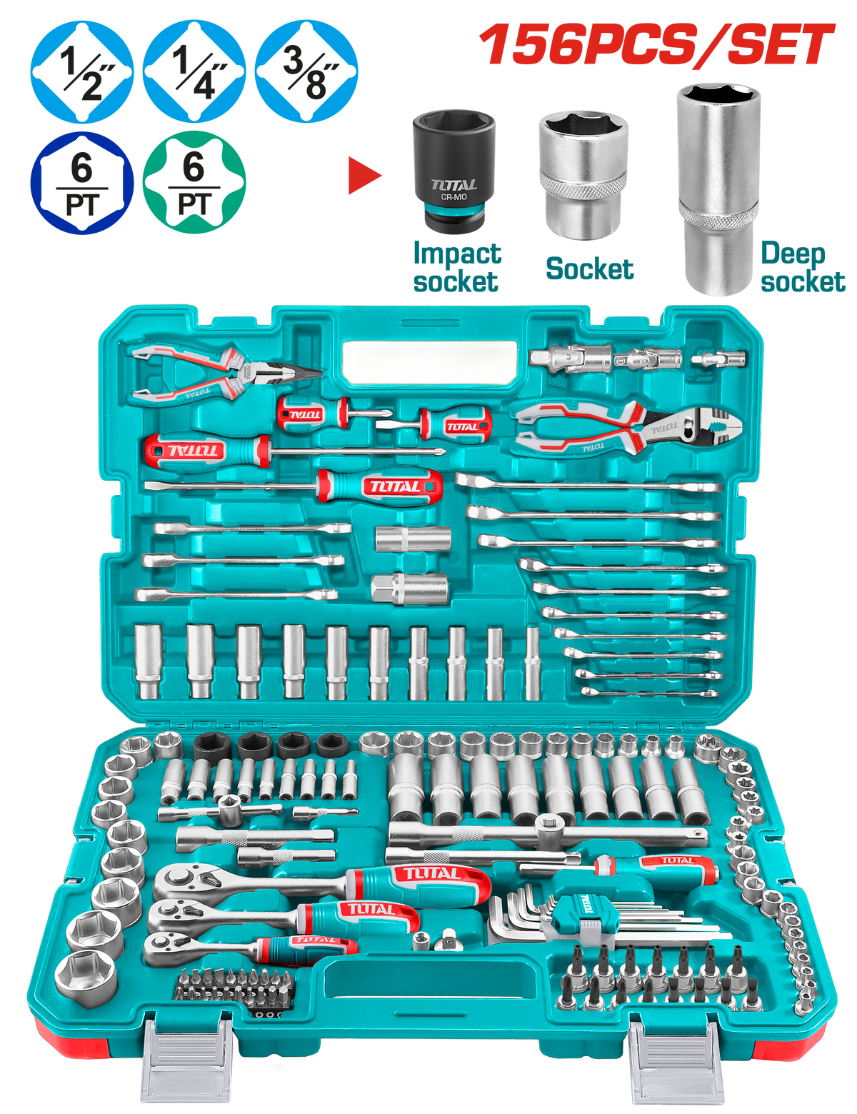 Jeu d'outils combinés de 156 pièces