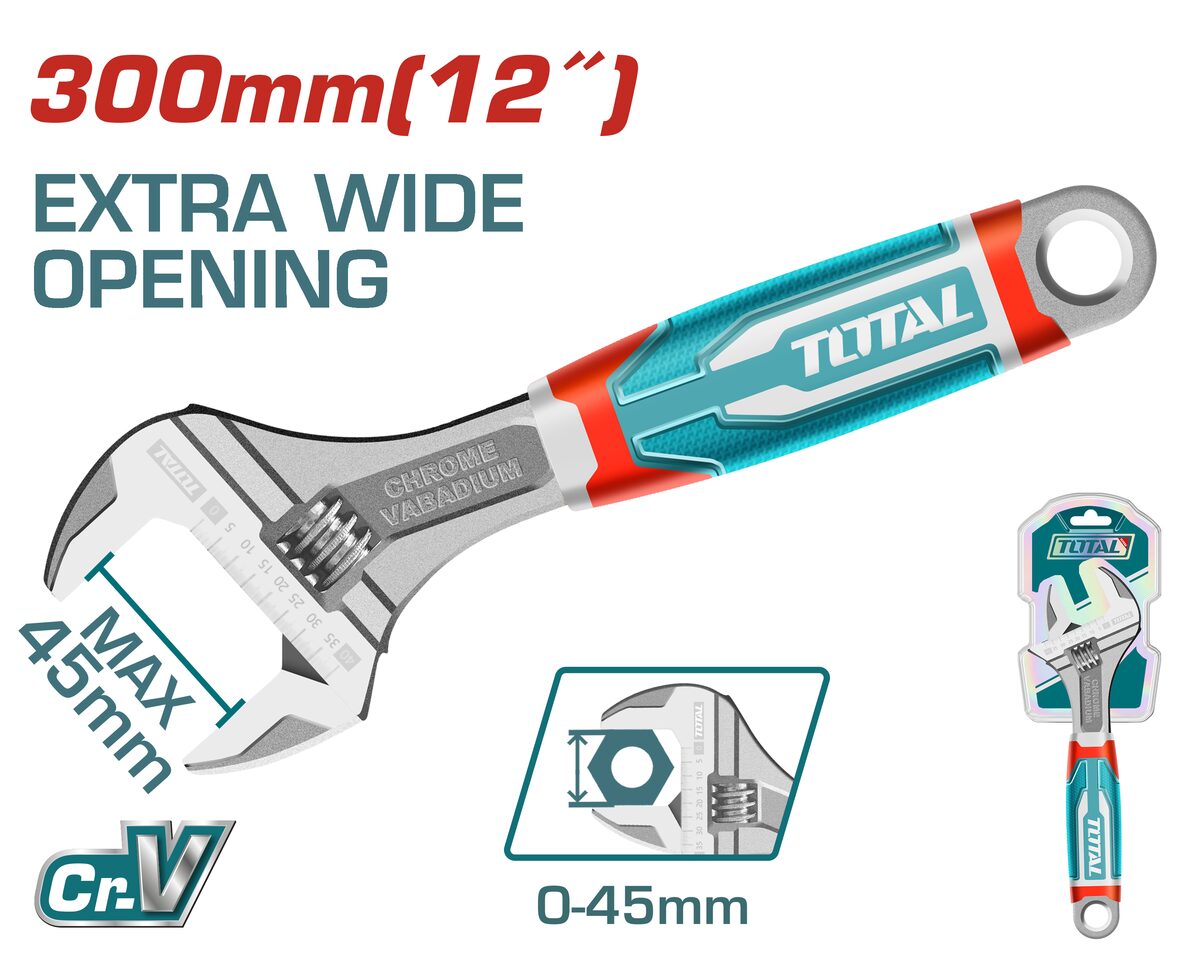 Clé à molette 300mm extra large TOTAL