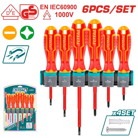 Jeu de 6 tournevis isolés